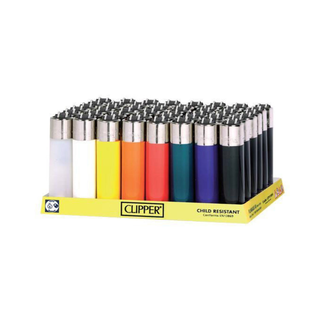 Clipper Lighter | Assorted Solid Colors | 48pc Display