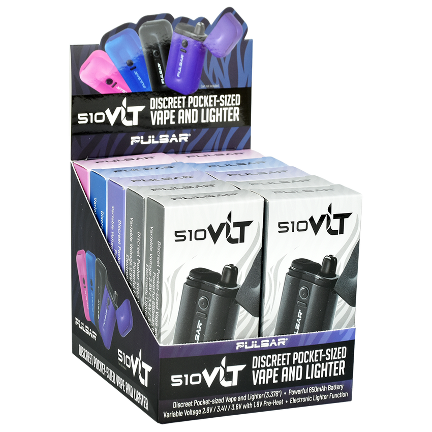 Pulsar VLT 510 Battery Vaporizer / Lighter | 650mAh | 10 Pack Display Smoke Source Wholesale Pulsar VLT 510 Battery Vaporizer / Lighter | 650mAh | 10 Pack Display Smoke Source Wholesale