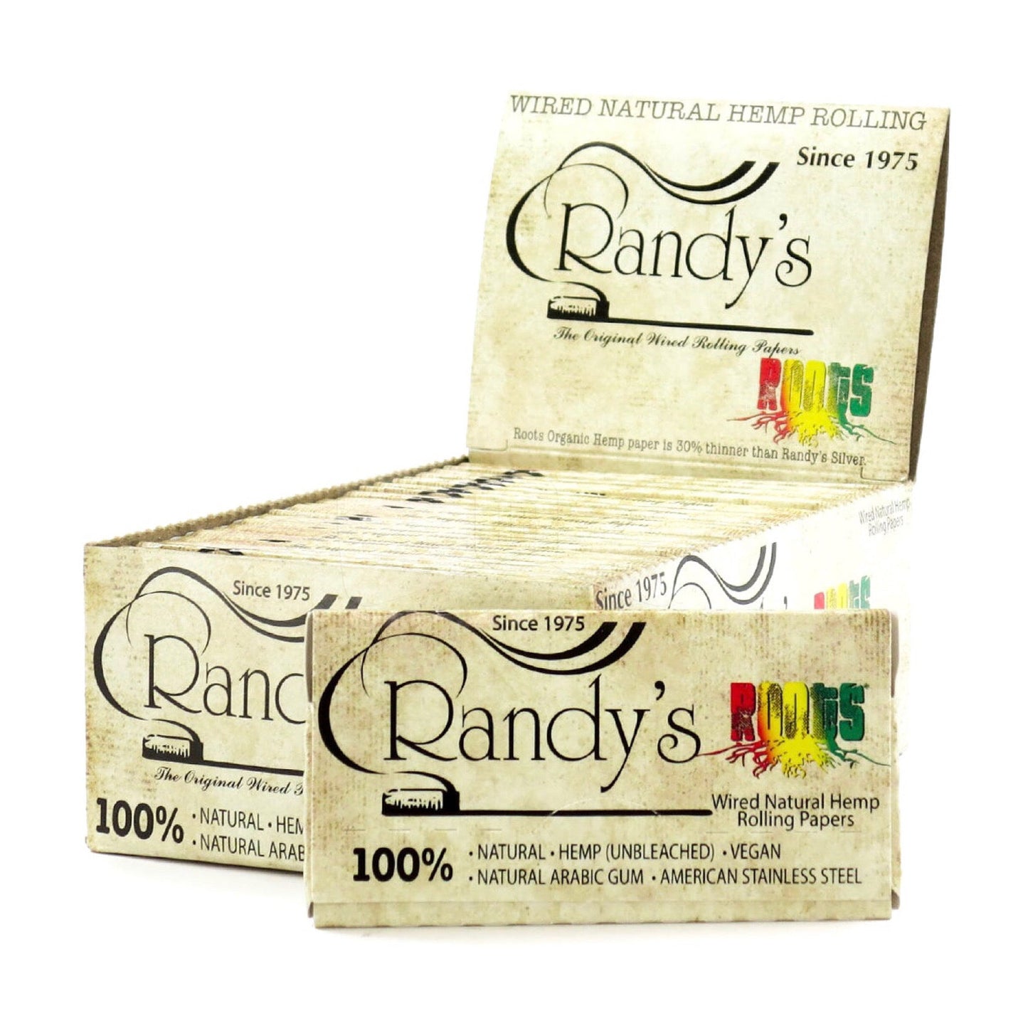 Randy’s Roots 1.25" Organic Hemp Wired Rolling Papers