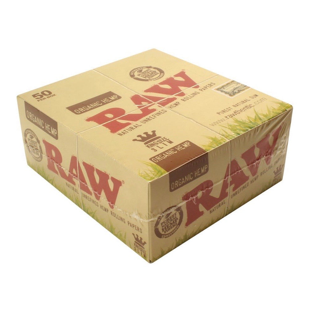 Raw Organic Hemp King Slim Rolling Papers (50 Packs)