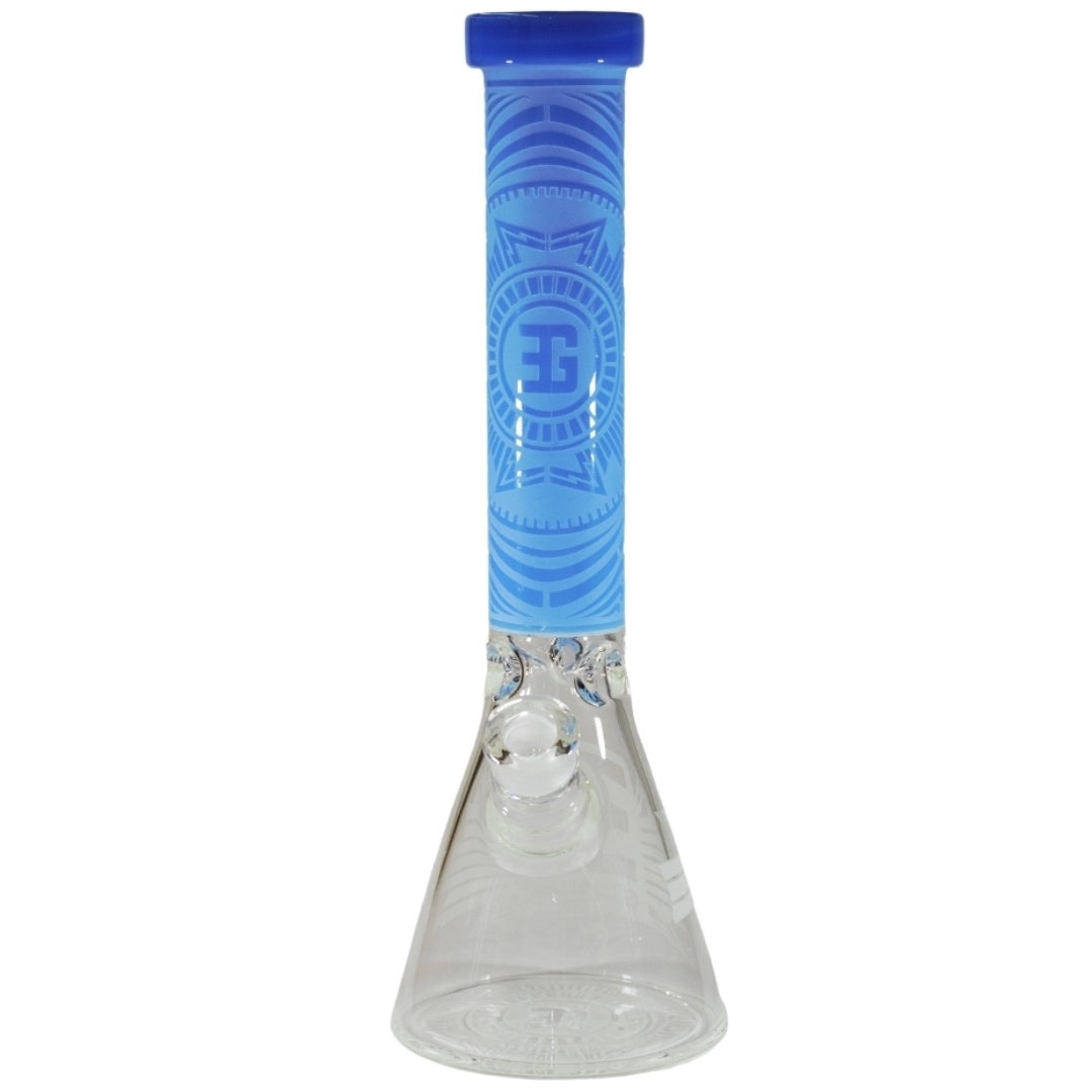 EG Glass Clock Beaker Bong Light Blue