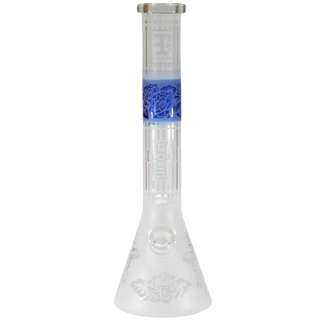 EG Glass Cross Beaker Bong Dark Blue