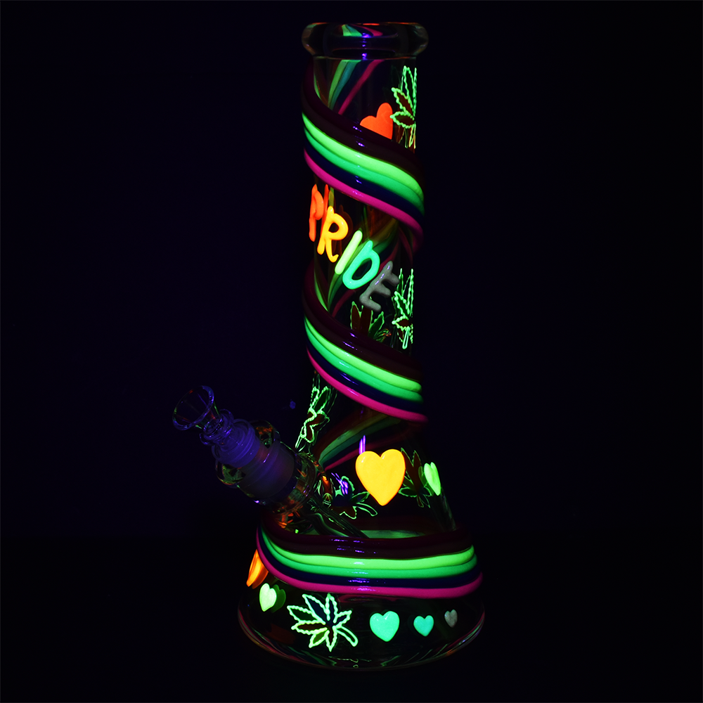 Rainbow Pride Glow 12.5" Beaker Bong