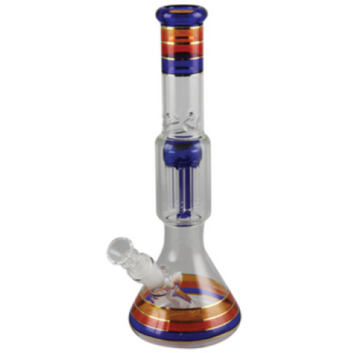 CaliConnected Tree Perc Beaker Bong Blue & Orange