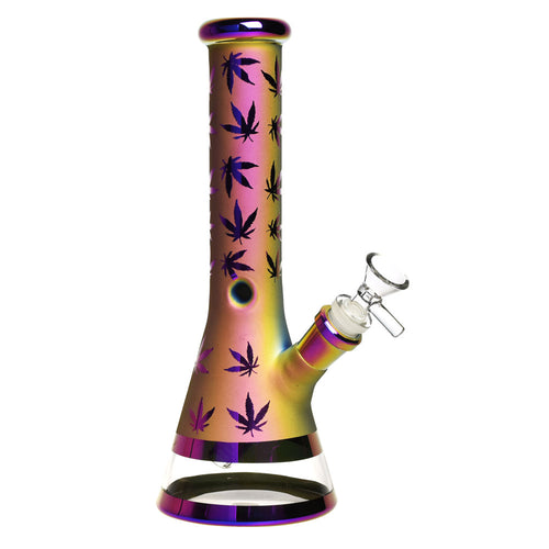 CaliConnected Weed Leaf Beaker Bong Rainbow