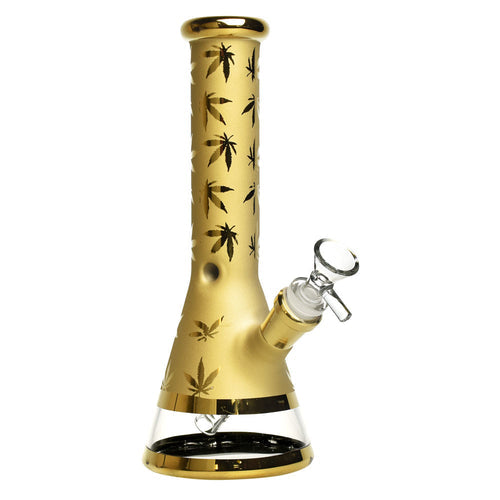 CaliConnected Weed Leaf Beaker Bong Gold