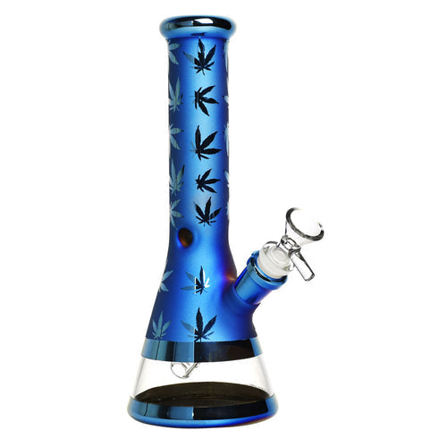 CaliConnected Weed Leaf Beaker Bong Blue