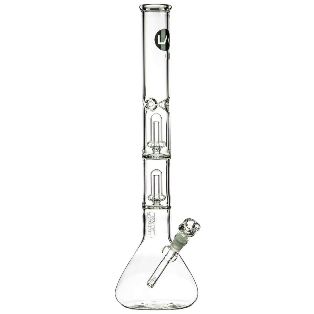 LA Pipes 20" 5mm Thick Double Showerhead Perc Beaker Bong