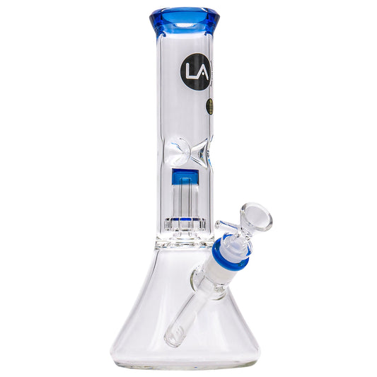 LA Pipes 11" Color Accented Showerhead Perc Beaker Bong