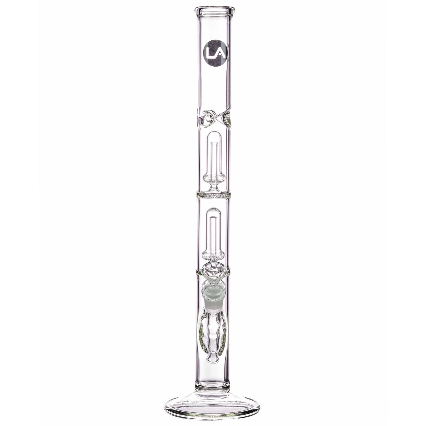 LA Pipes 14" Double Showerhead Perc Straight Tube Bong