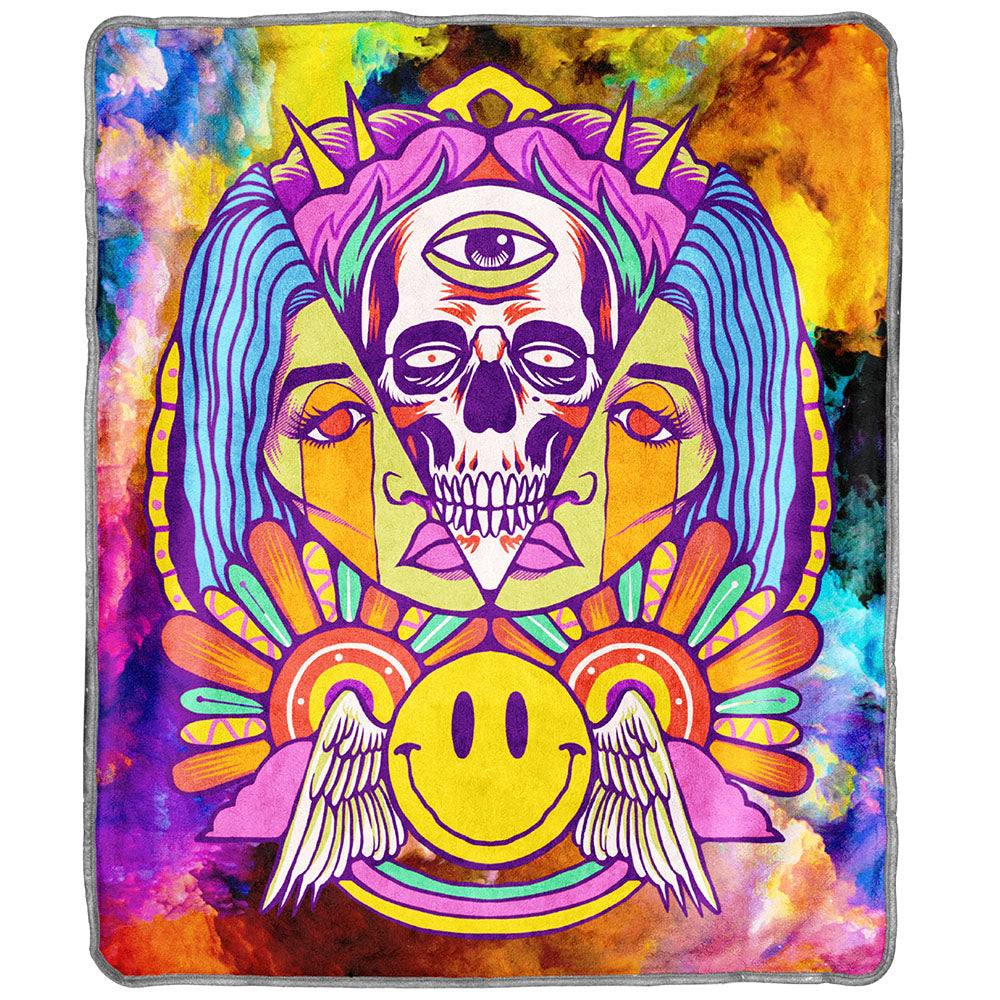 Pulsar Fleece Throw Blanket Melting Shrooms Trippin'