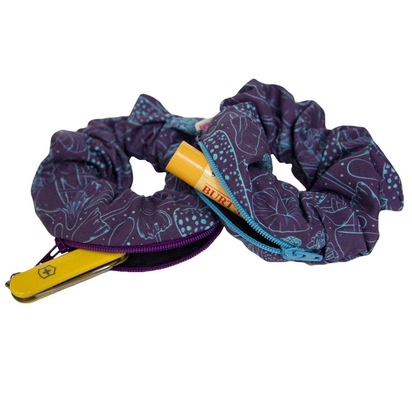 Blue Fiesta Trippy Shrooms Stash Pocket Scrunchie