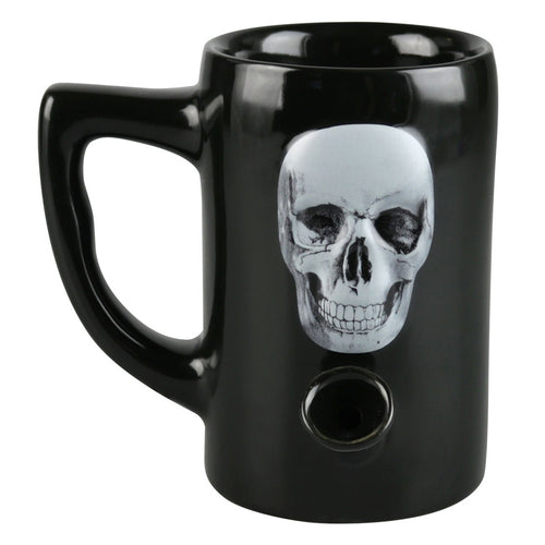 Wake & Bake Ceramic Coffee Mug Pipe Skull